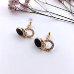 Load image into Gallery viewer, Black Circle Metal Earring
