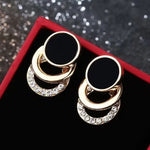 Load image into Gallery viewer, Black Circle Metal Earring
