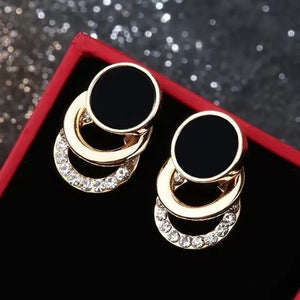 Black Circle Metal Earring