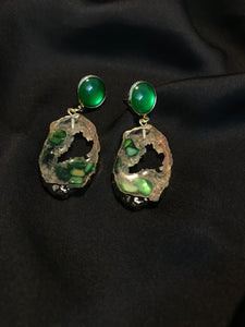 Uncut Green Stone Earrings