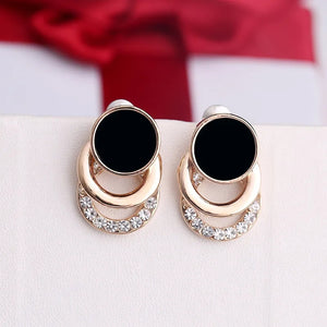 Black Circle Metal Earring