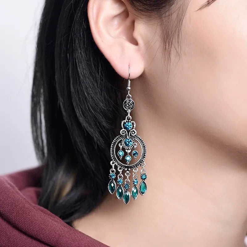 Feroza Stone Long Earrings