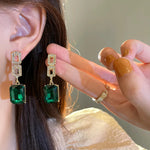 Load image into Gallery viewer, Green Emerald  squad Earring
