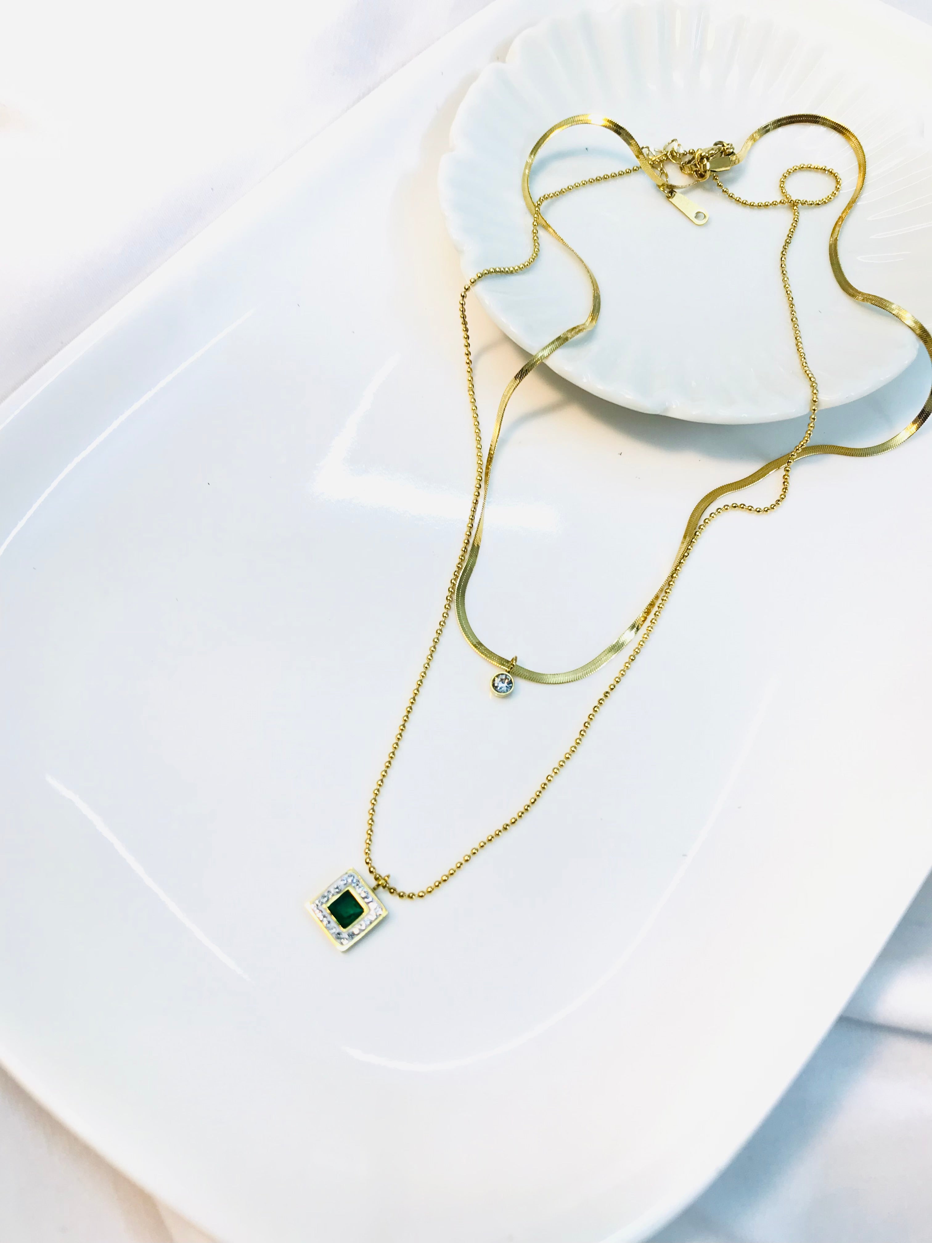 Layer Square green Pendant