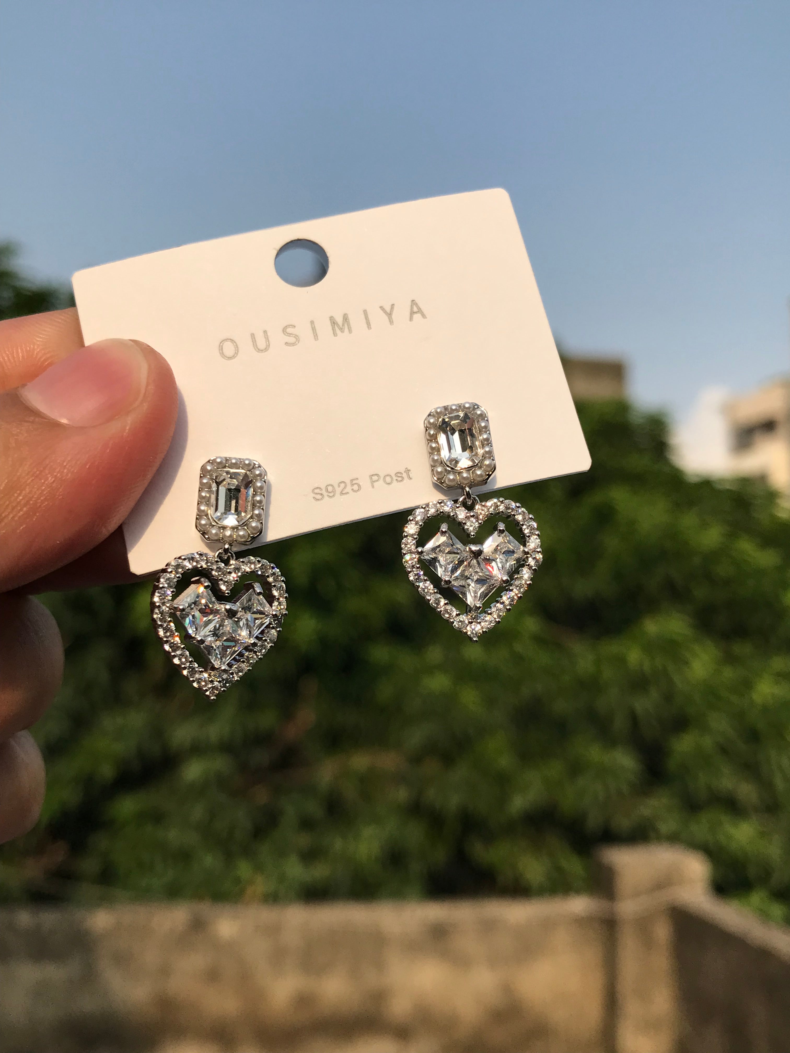 Zircon Heart Earring Silver