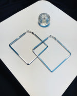 Load image into Gallery viewer, Square Hoop Silver
