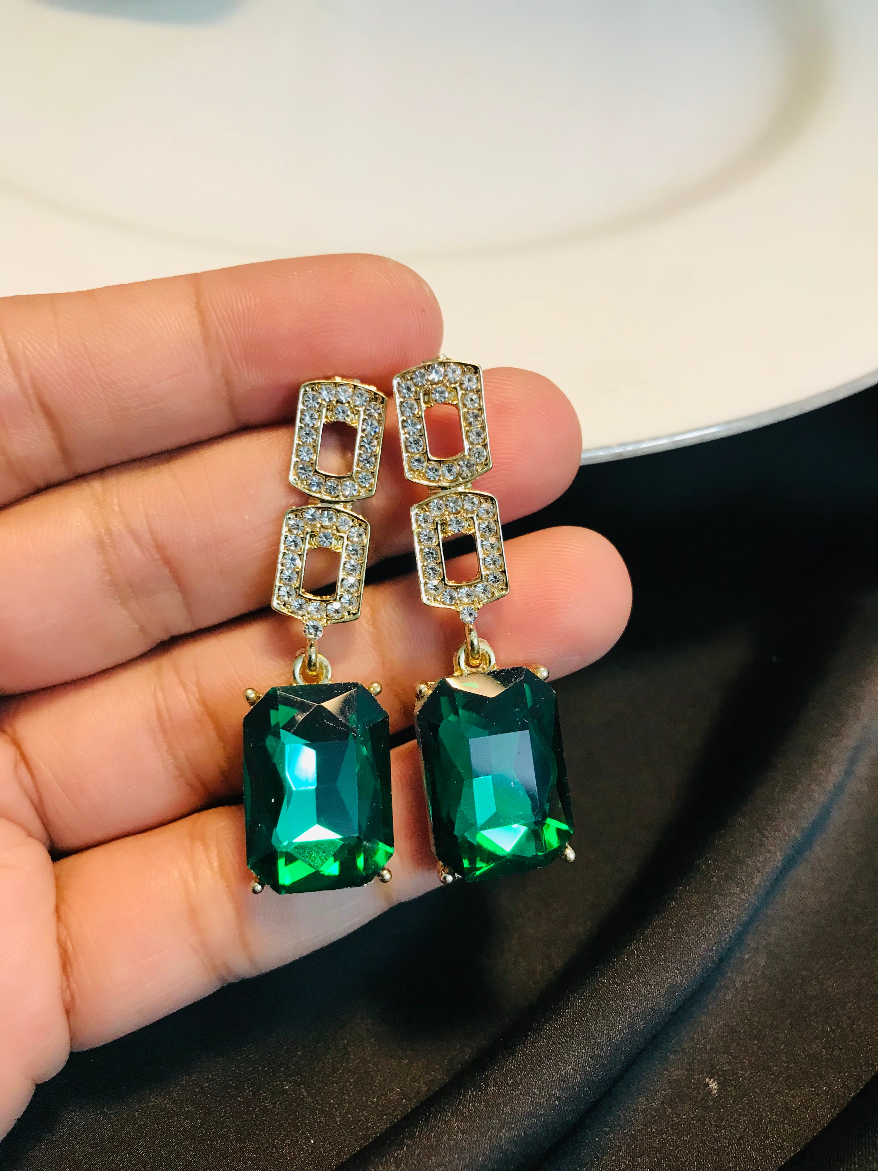 Green Emerald  squad Earring