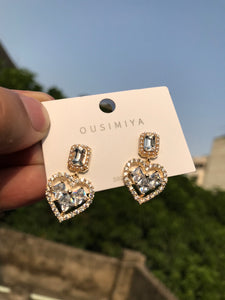 Zircon Heart Earring Golden