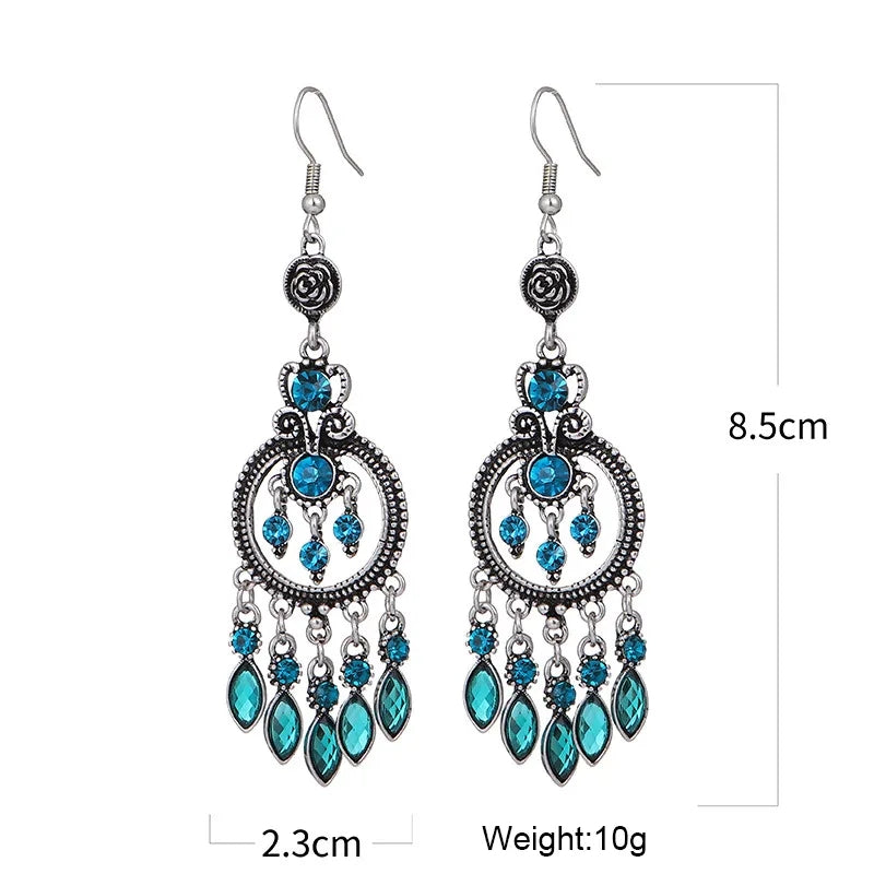 Feroza Stone Long Earrings