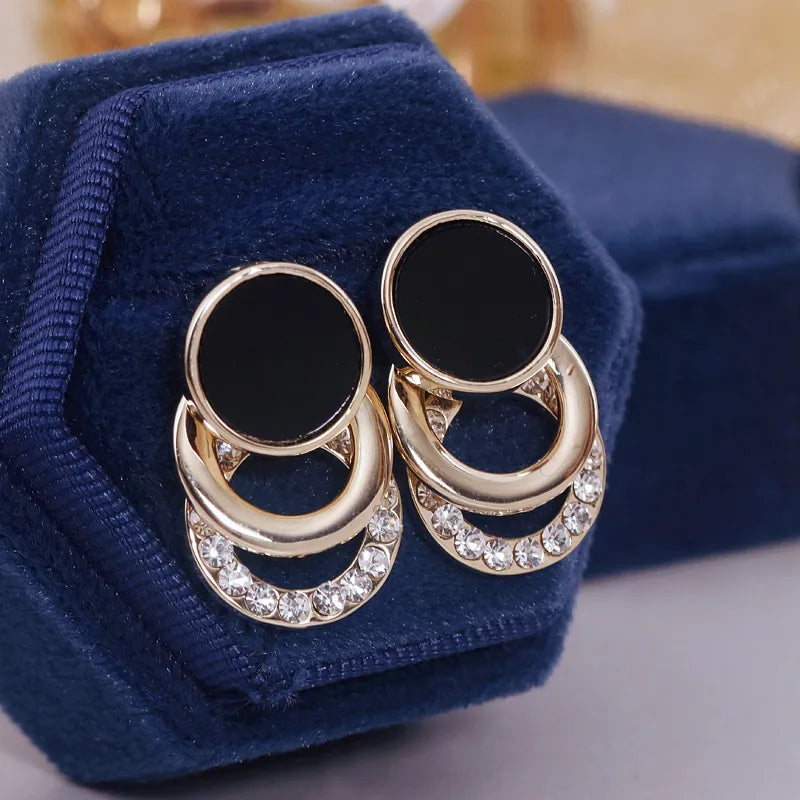 Black Circle Metal Earring