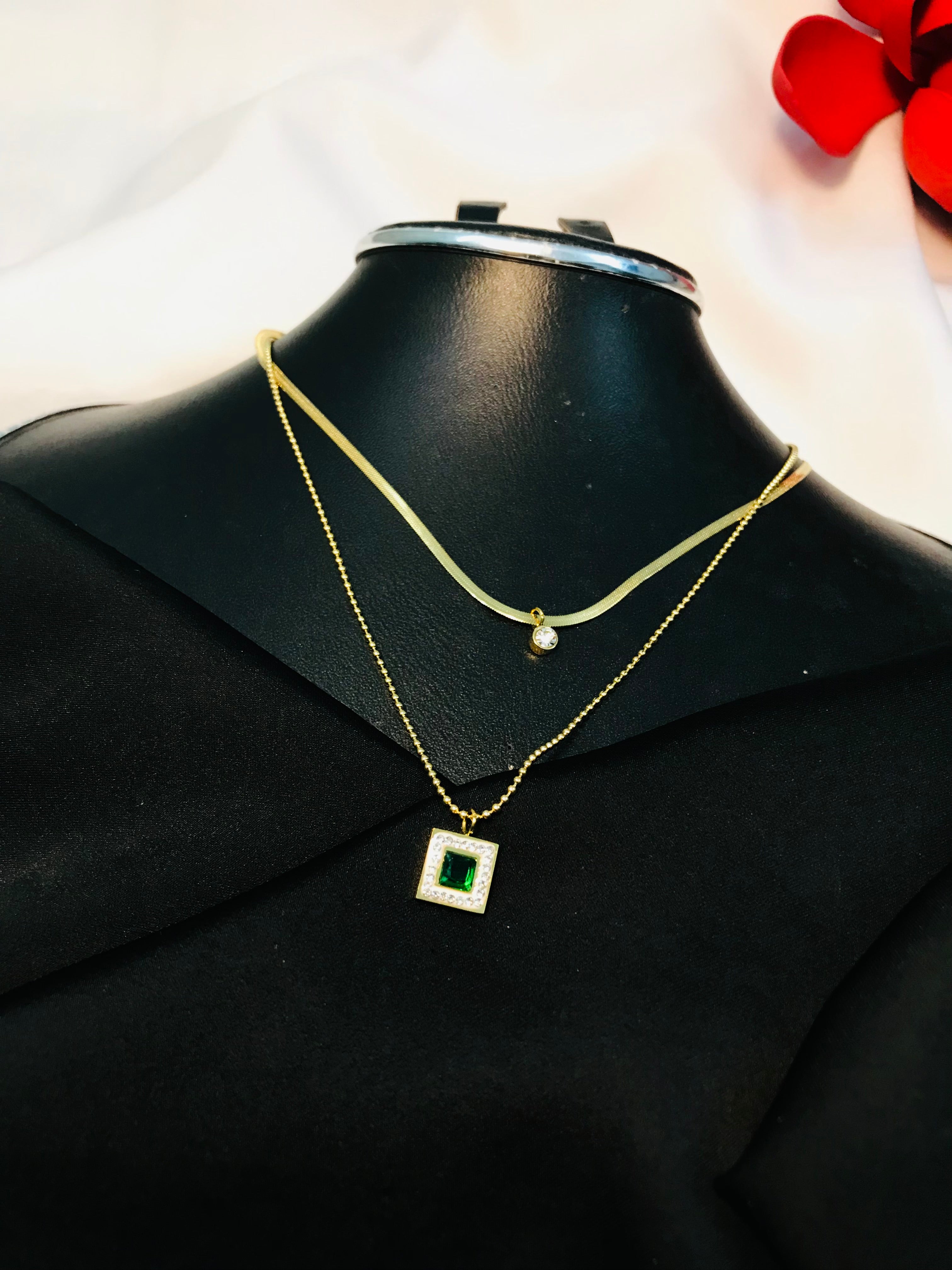 Layer Square green Pendant