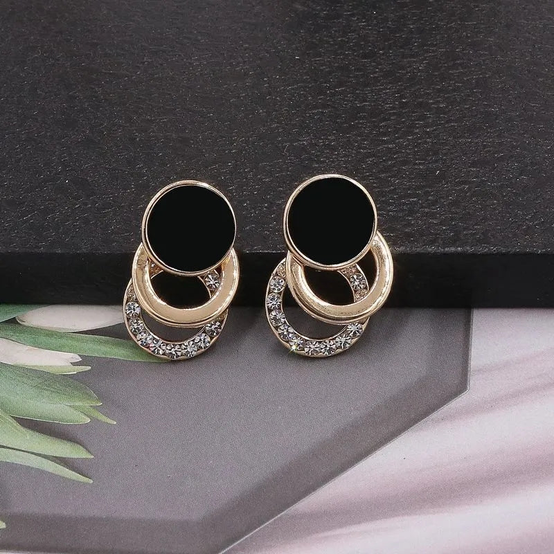 Black Circle Metal Earring