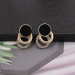 Load image into Gallery viewer, Black Circle Metal Earring
