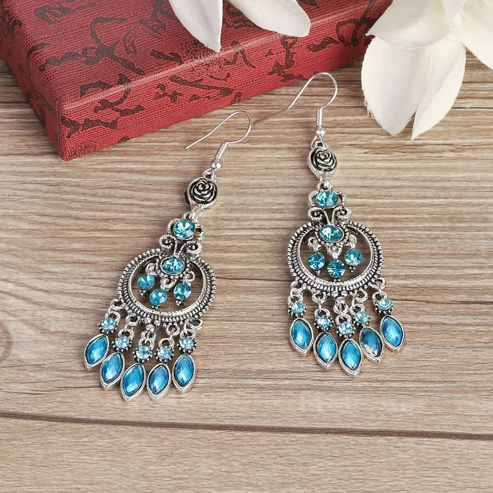 Feroza Stone Long Earrings