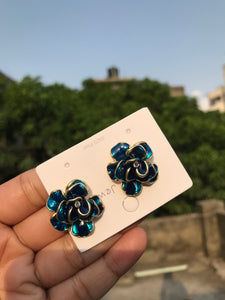 Blue Rose Earring