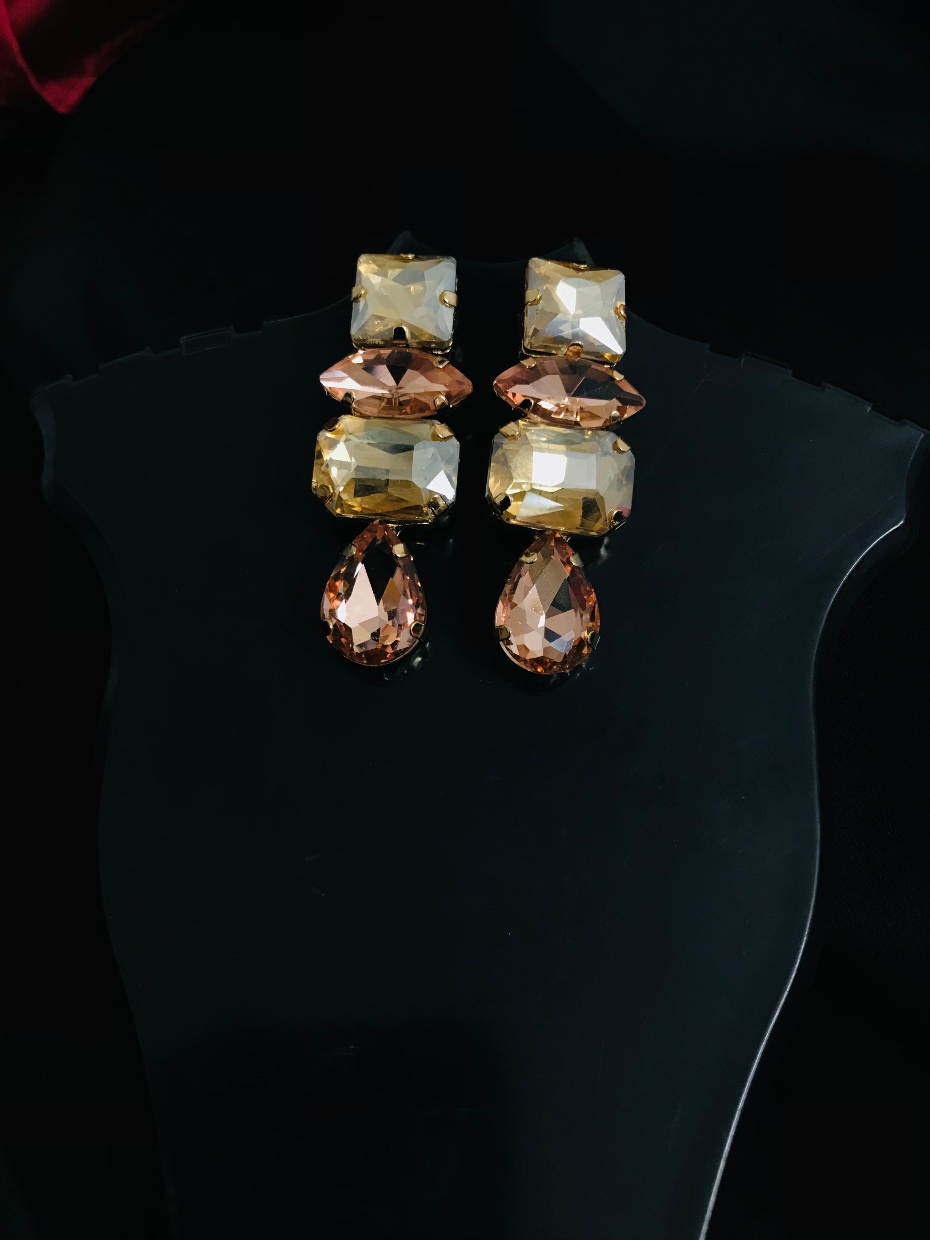 Peach Emerald  Stone Earring