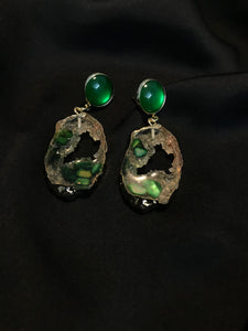 Uncut Green Stone Earrings