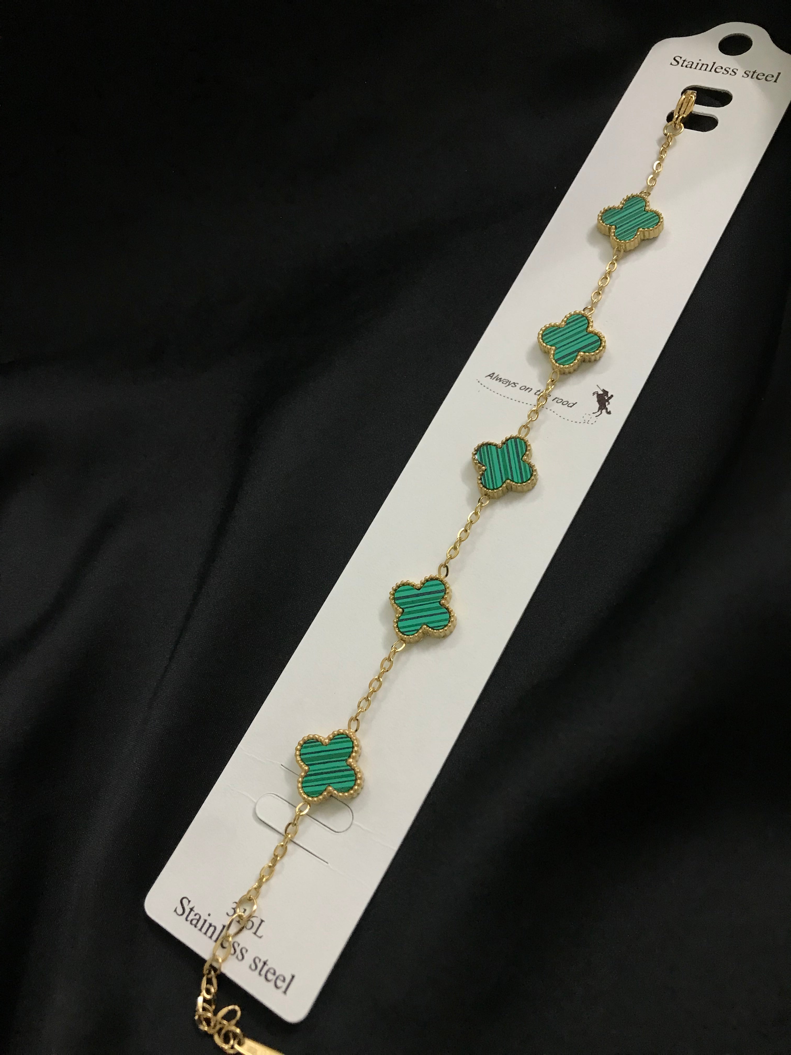 Clovar Green Titanium Chain Bracelet
