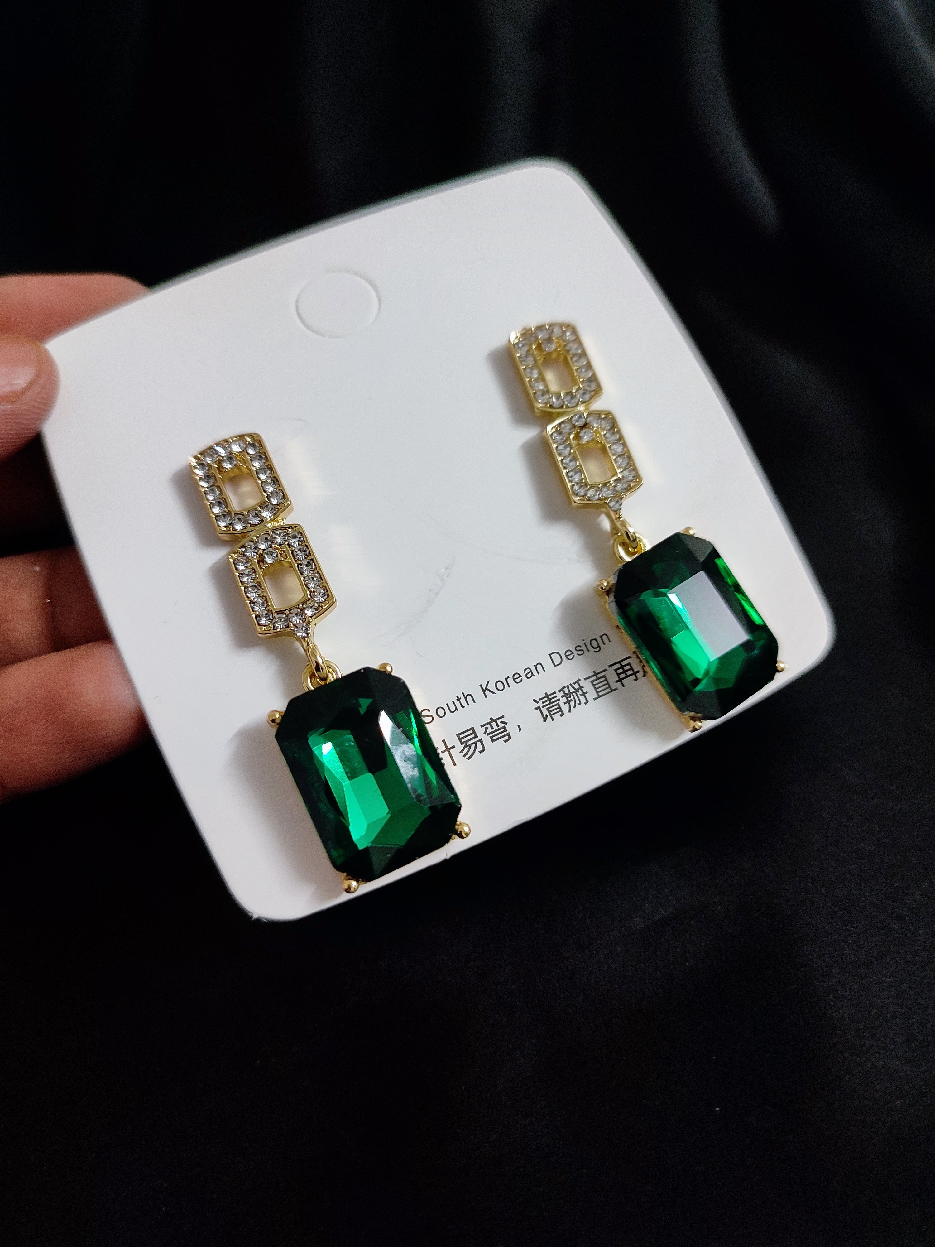 Green Emerald  squad Earring