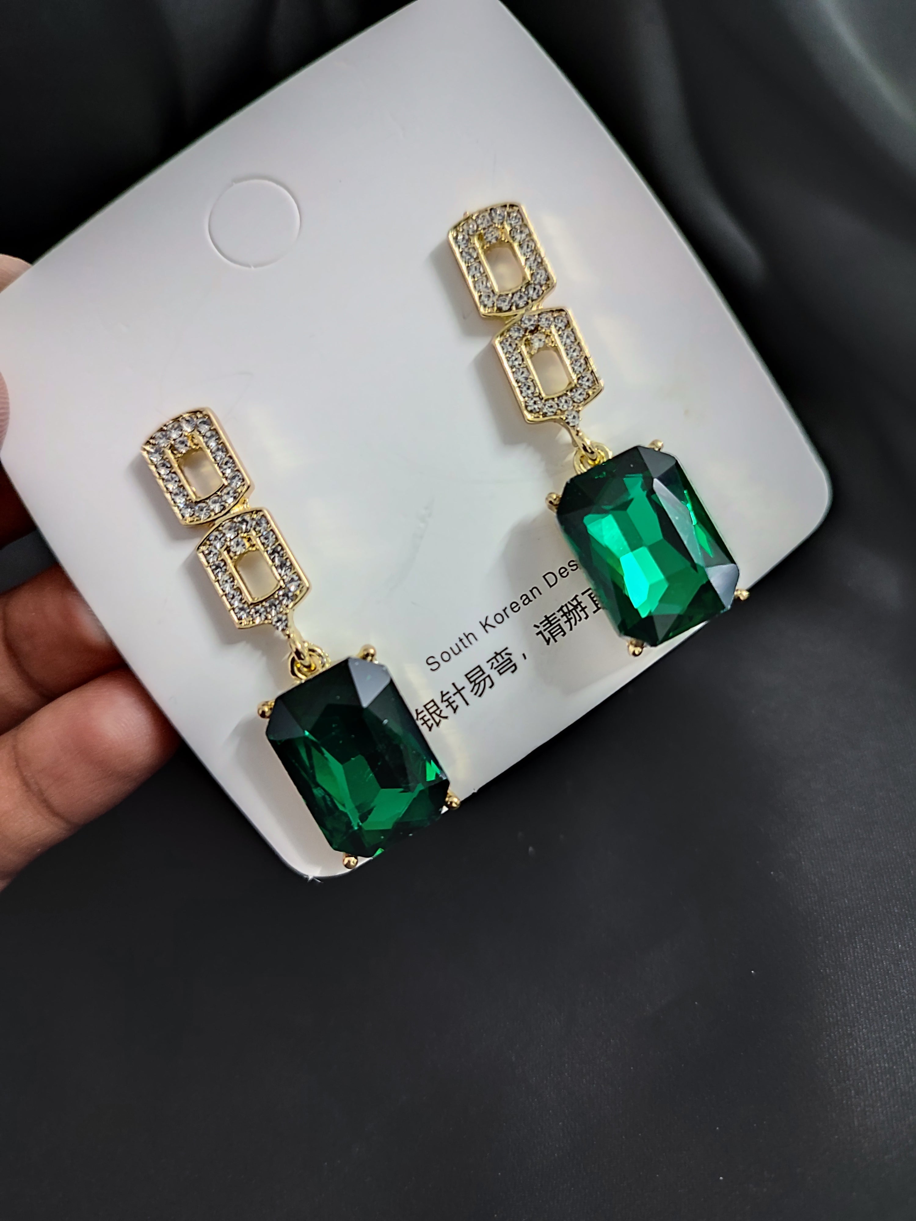 Green Emerald  squad Earring