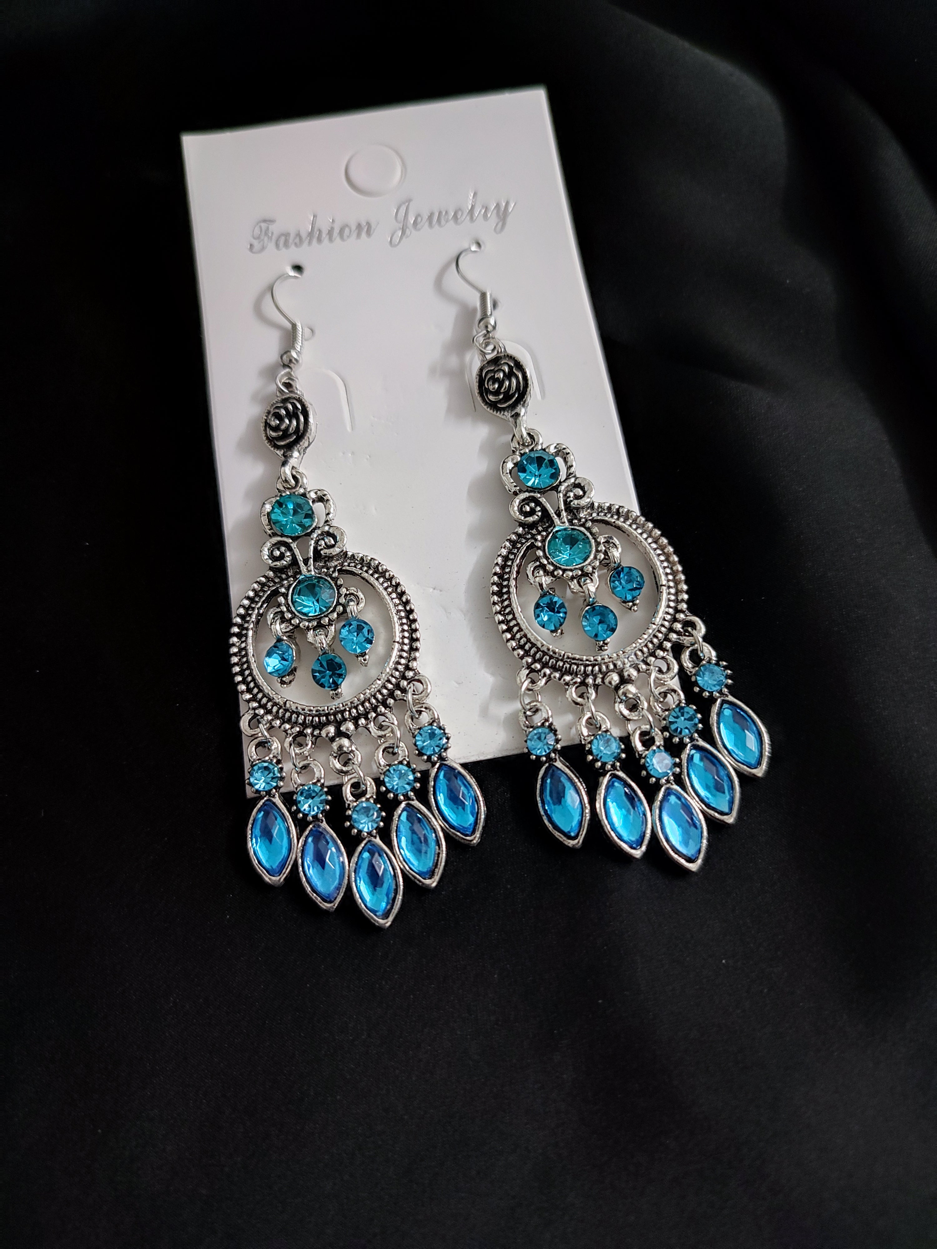 Feroza Stone Long Earrings