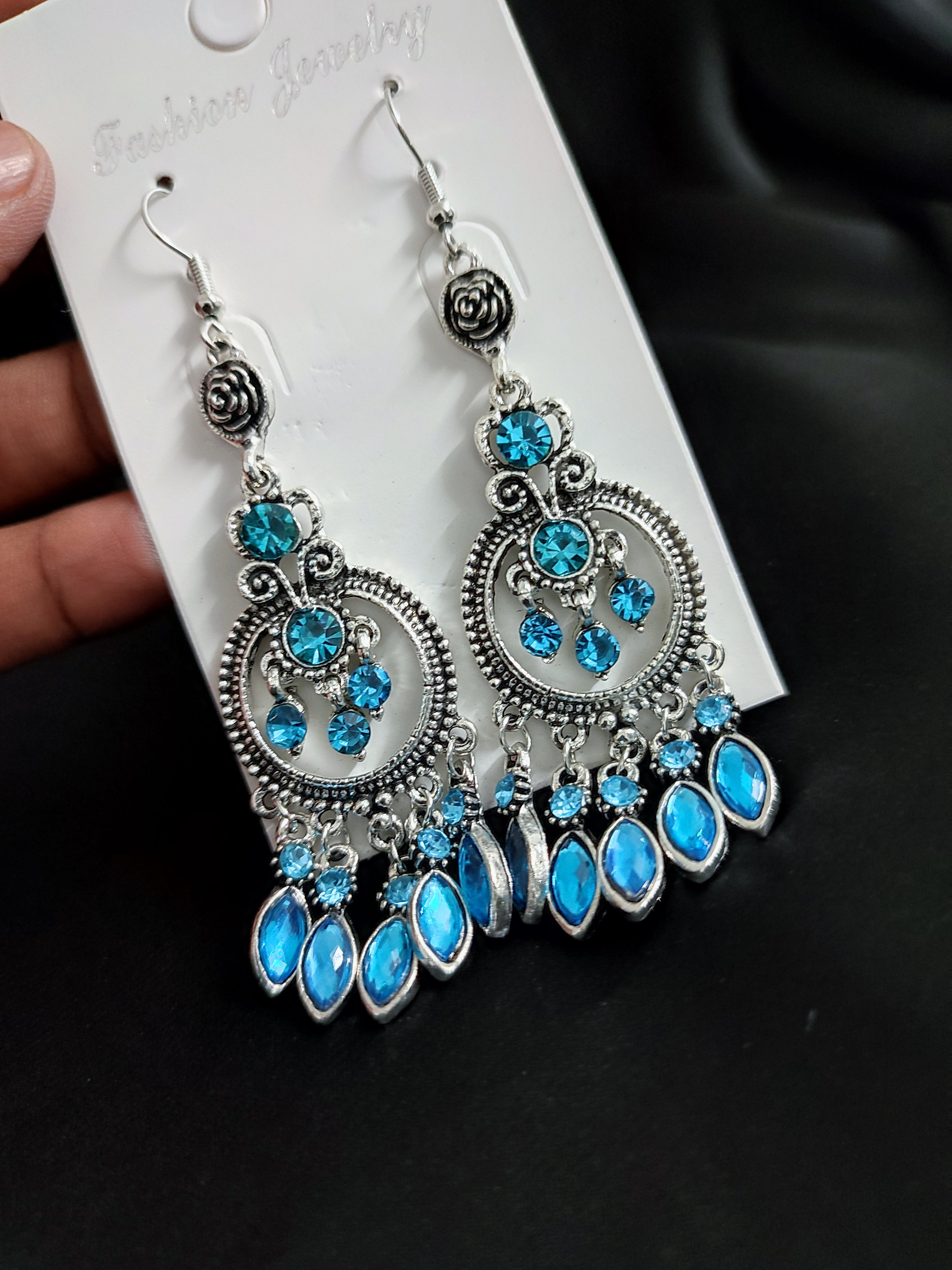 Feroza Stone Long Earrings