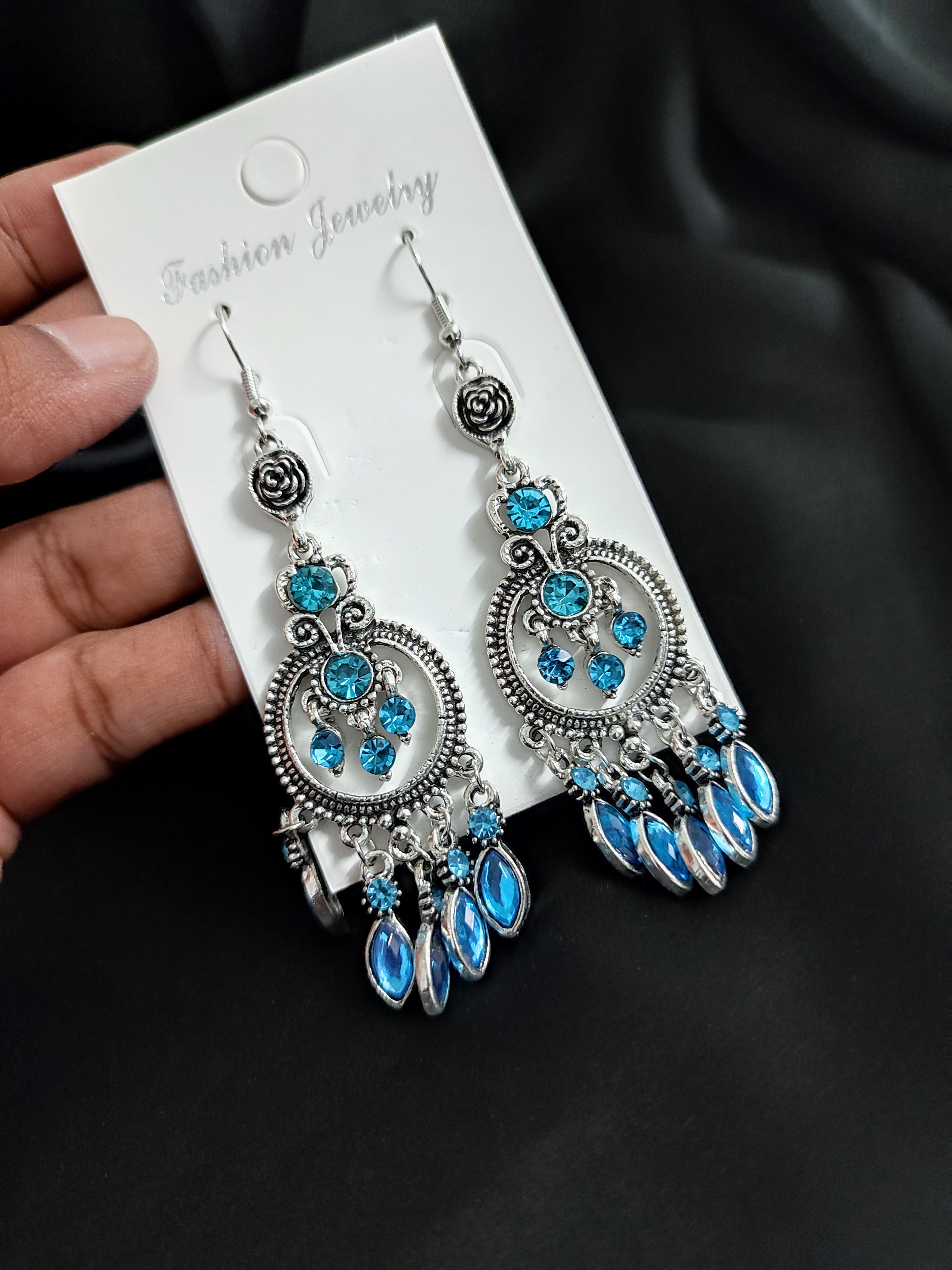 Feroza Stone Long Earrings