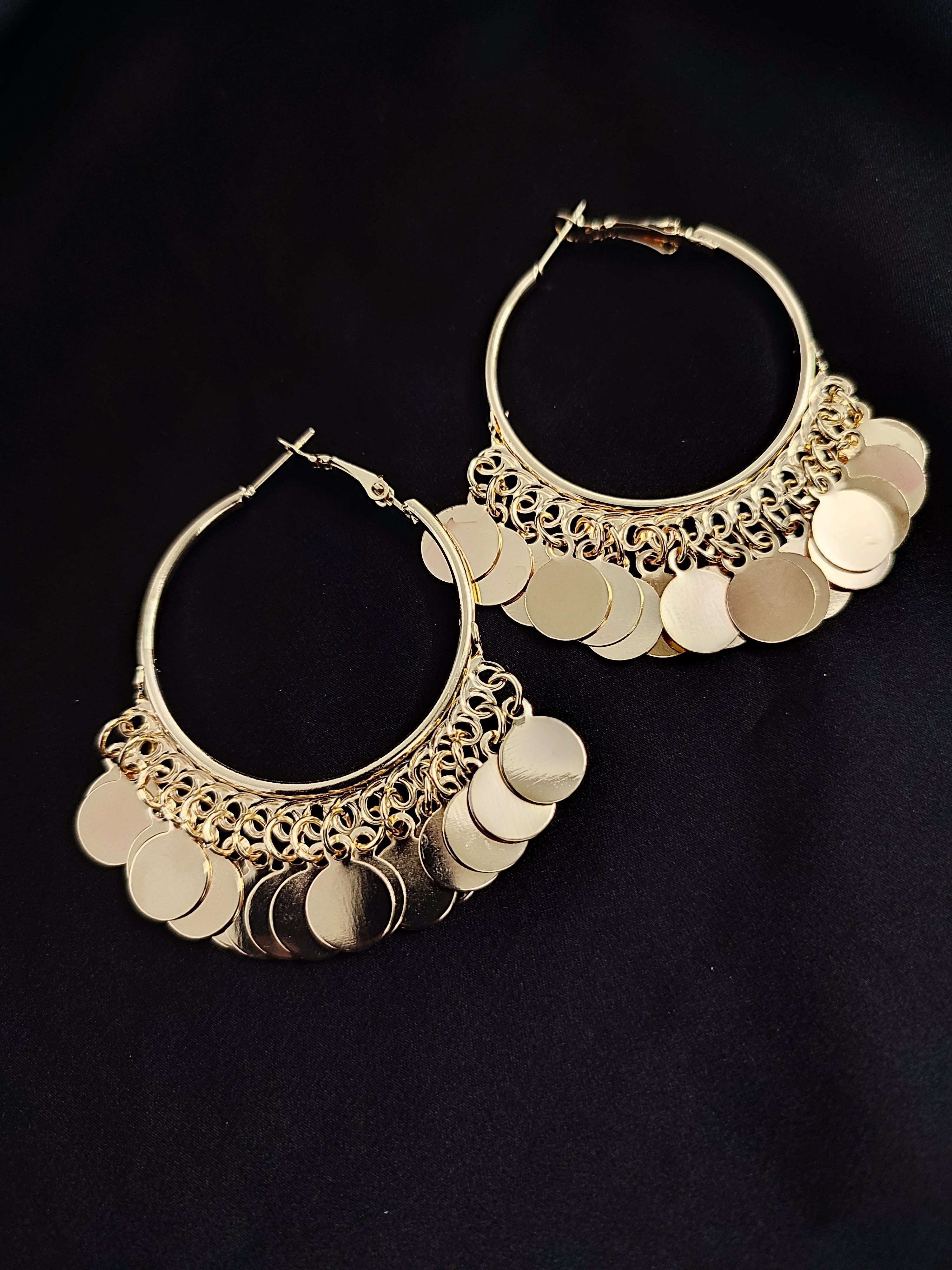 Golden Coin Jhumka Earrings