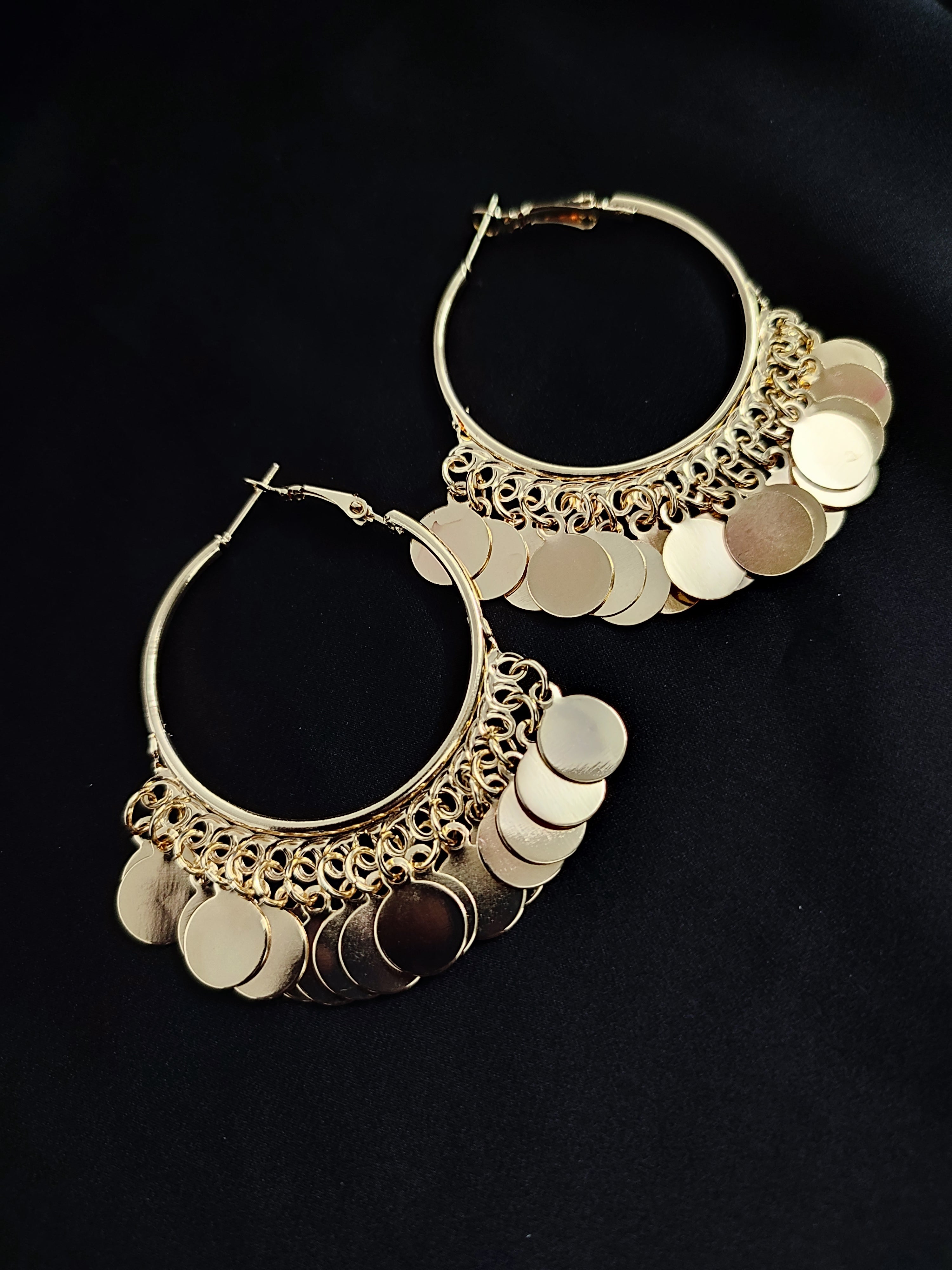 Golden Coin Jhumka Earrings