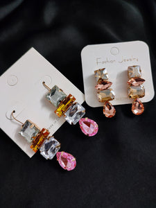 Pink Emerald Stone Earring