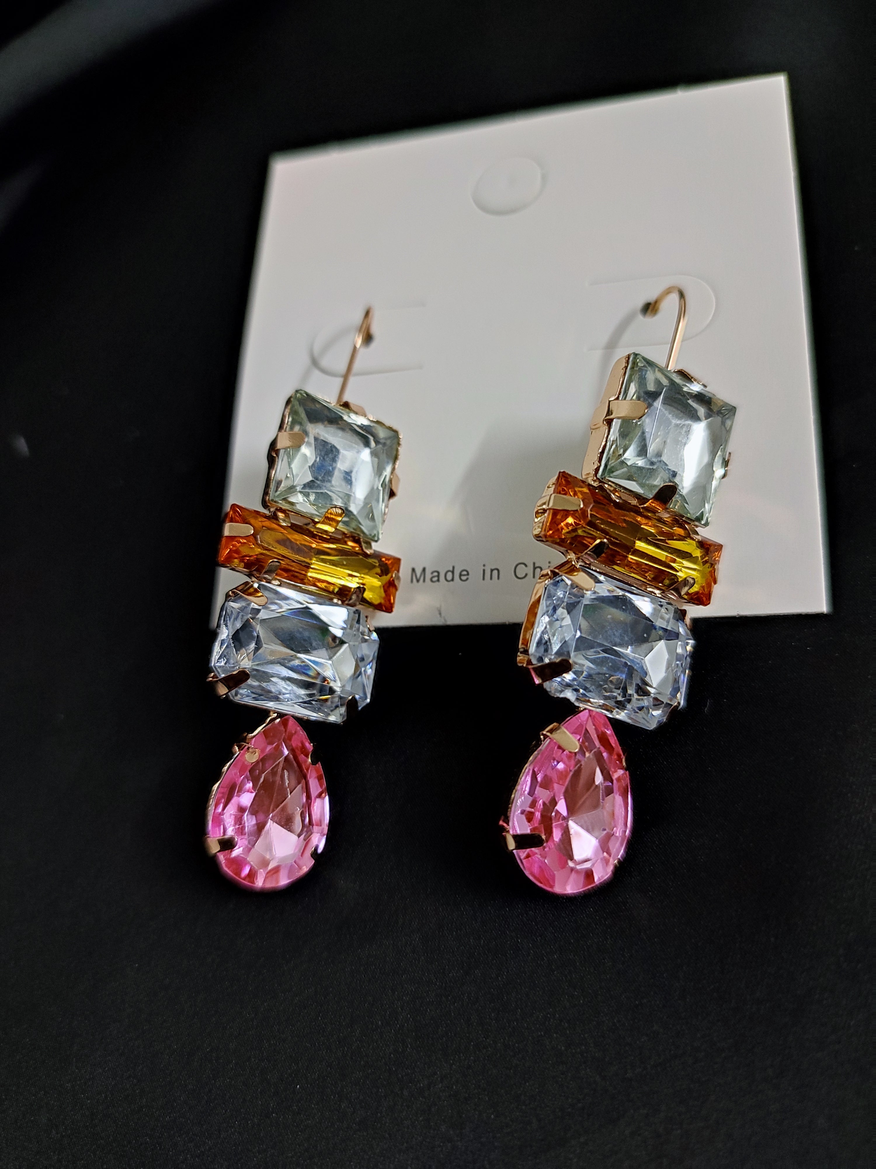 Pink Emerald Stone Earring