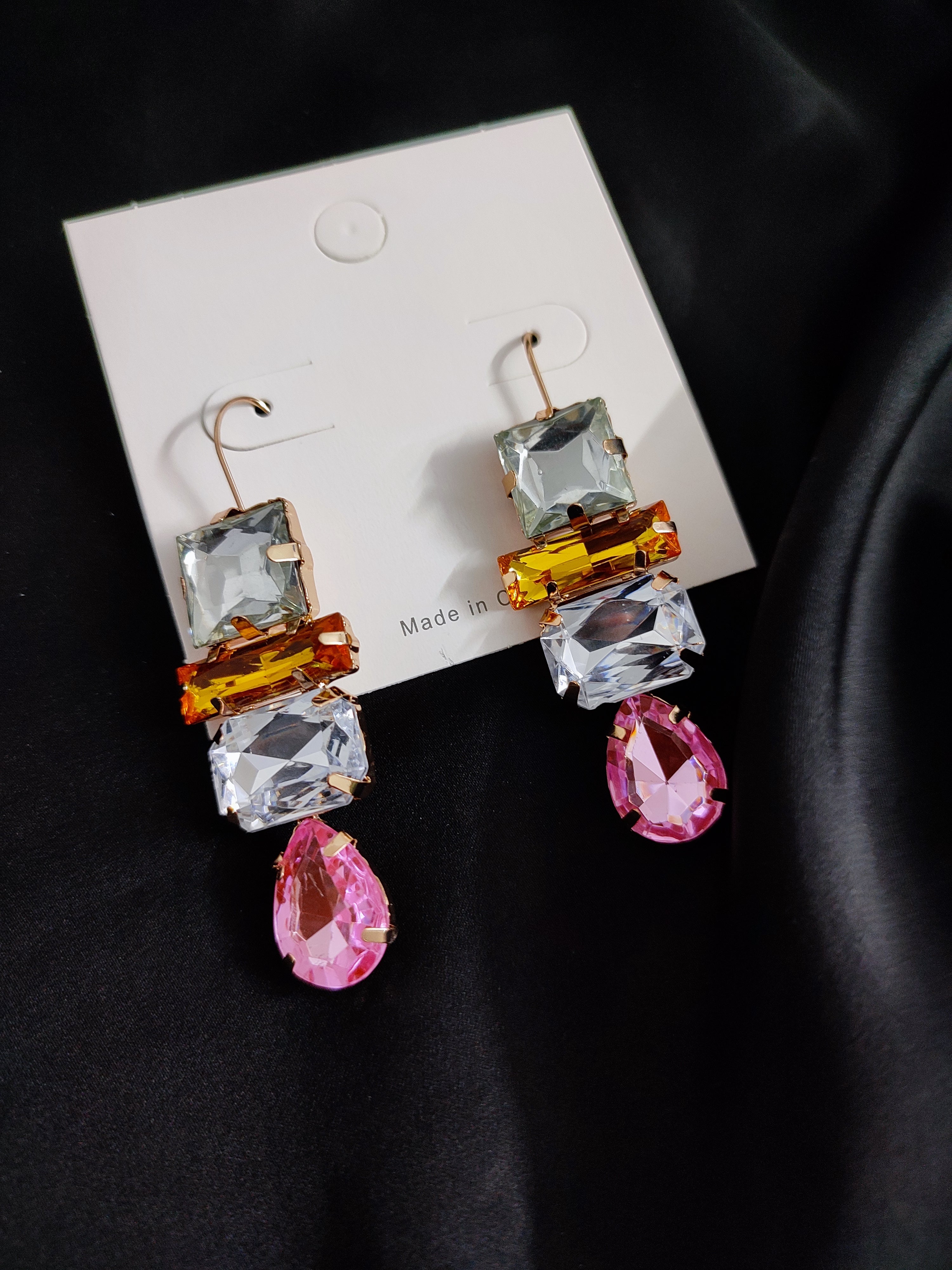 Pink Emerald Stone Earring