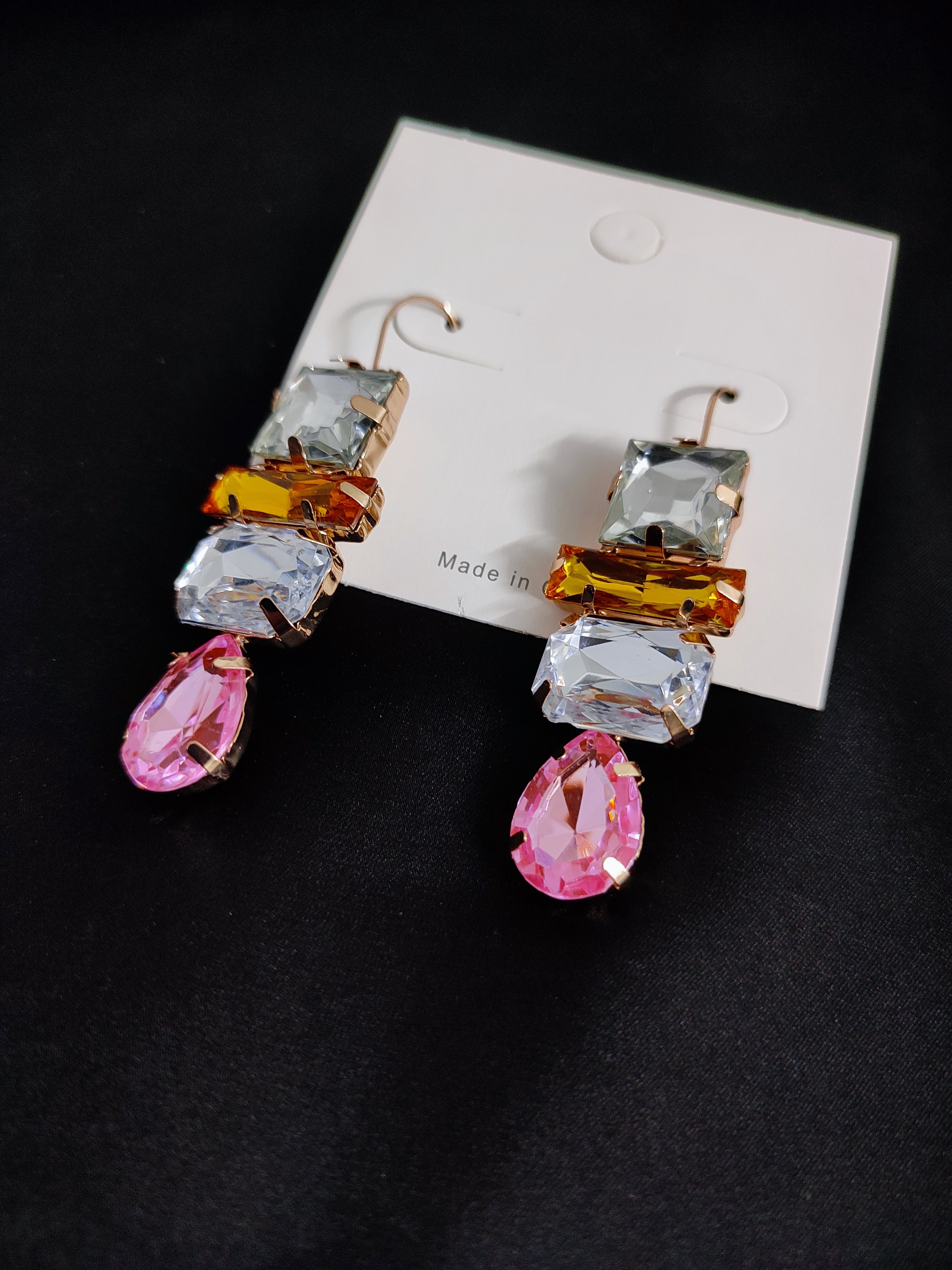 Pink Emerald Stone Earring