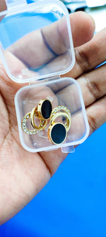 Load image into Gallery viewer, Black Circle Metal Earring
