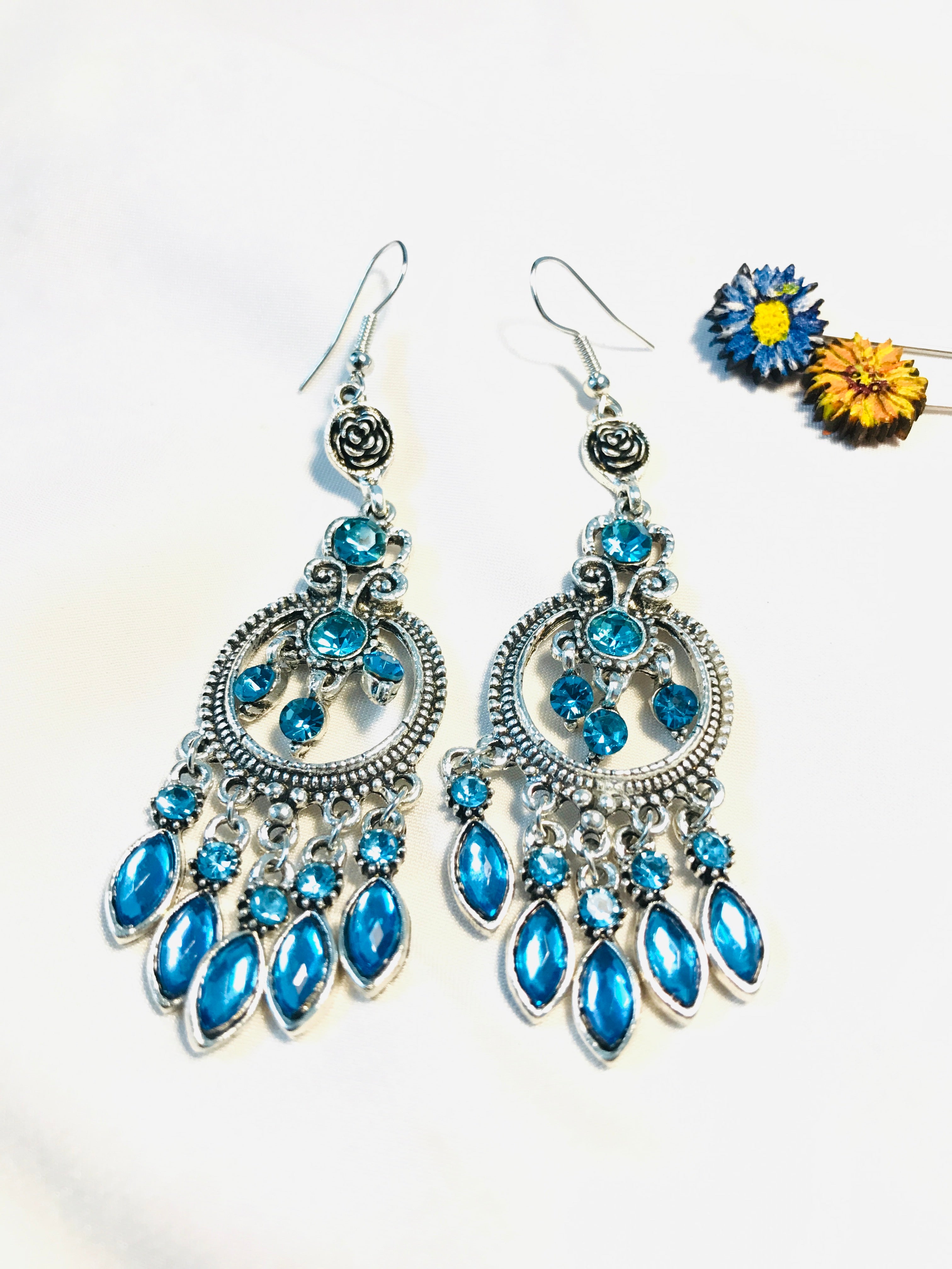 Feroza Stone Long Earrings