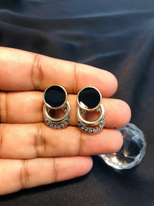 Black Circle Metal Earring