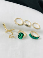 Load image into Gallery viewer, Green Stone Ring set (R-56)
