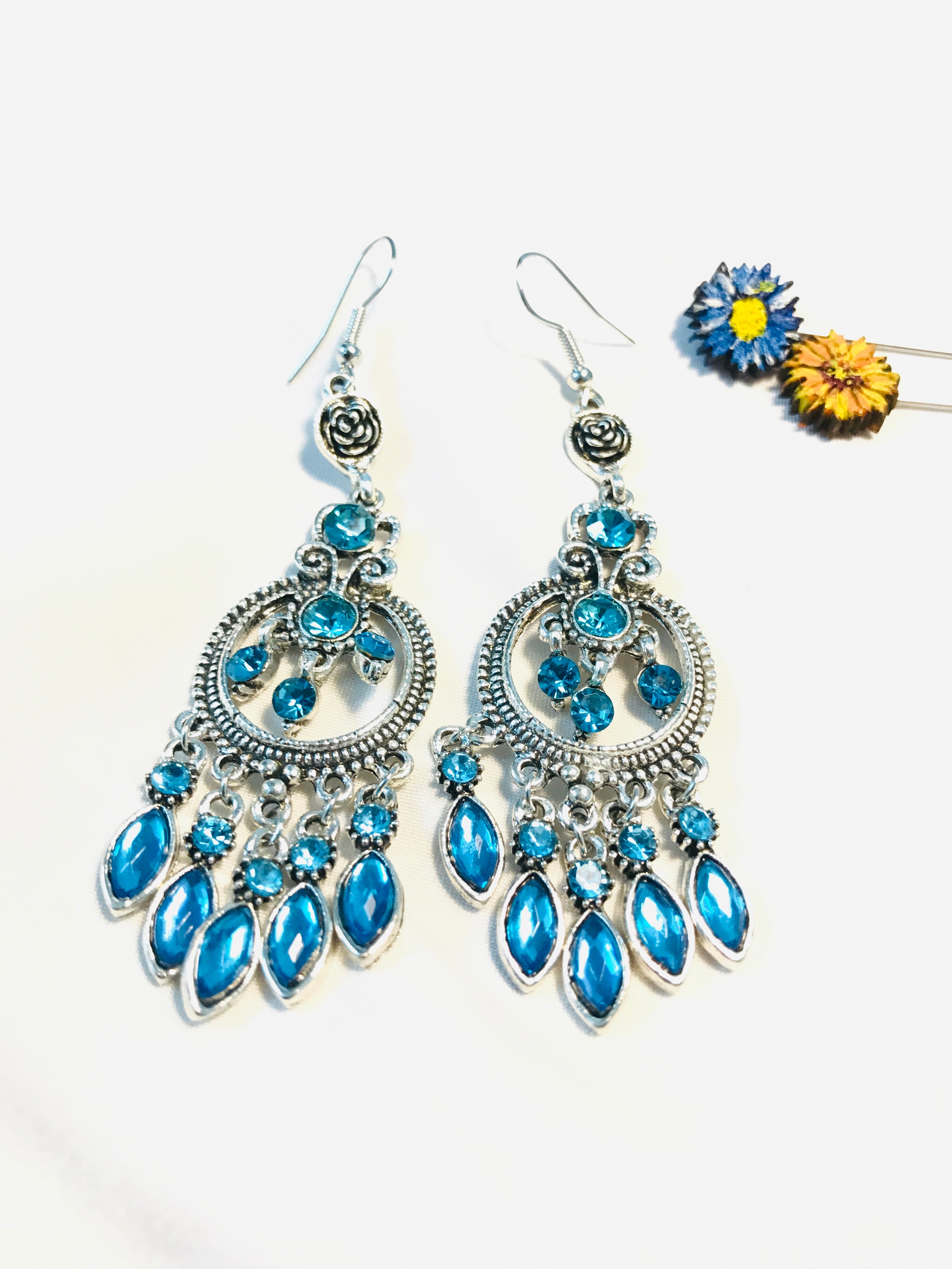 Feroza Stone Long Earrings