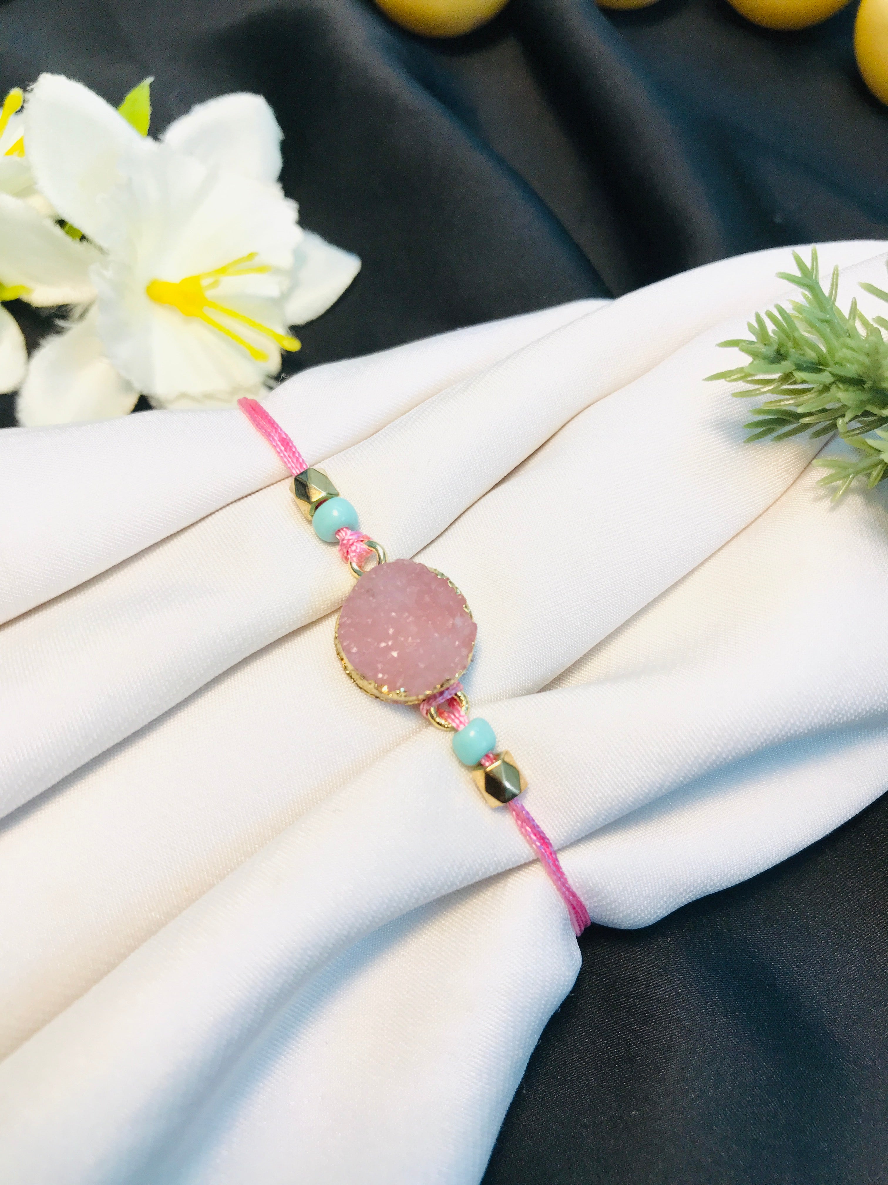 Uncut Pink Crystal Bracelet