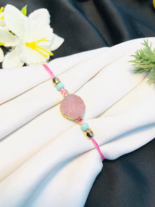 Uncut Pink Crystal Bracelet