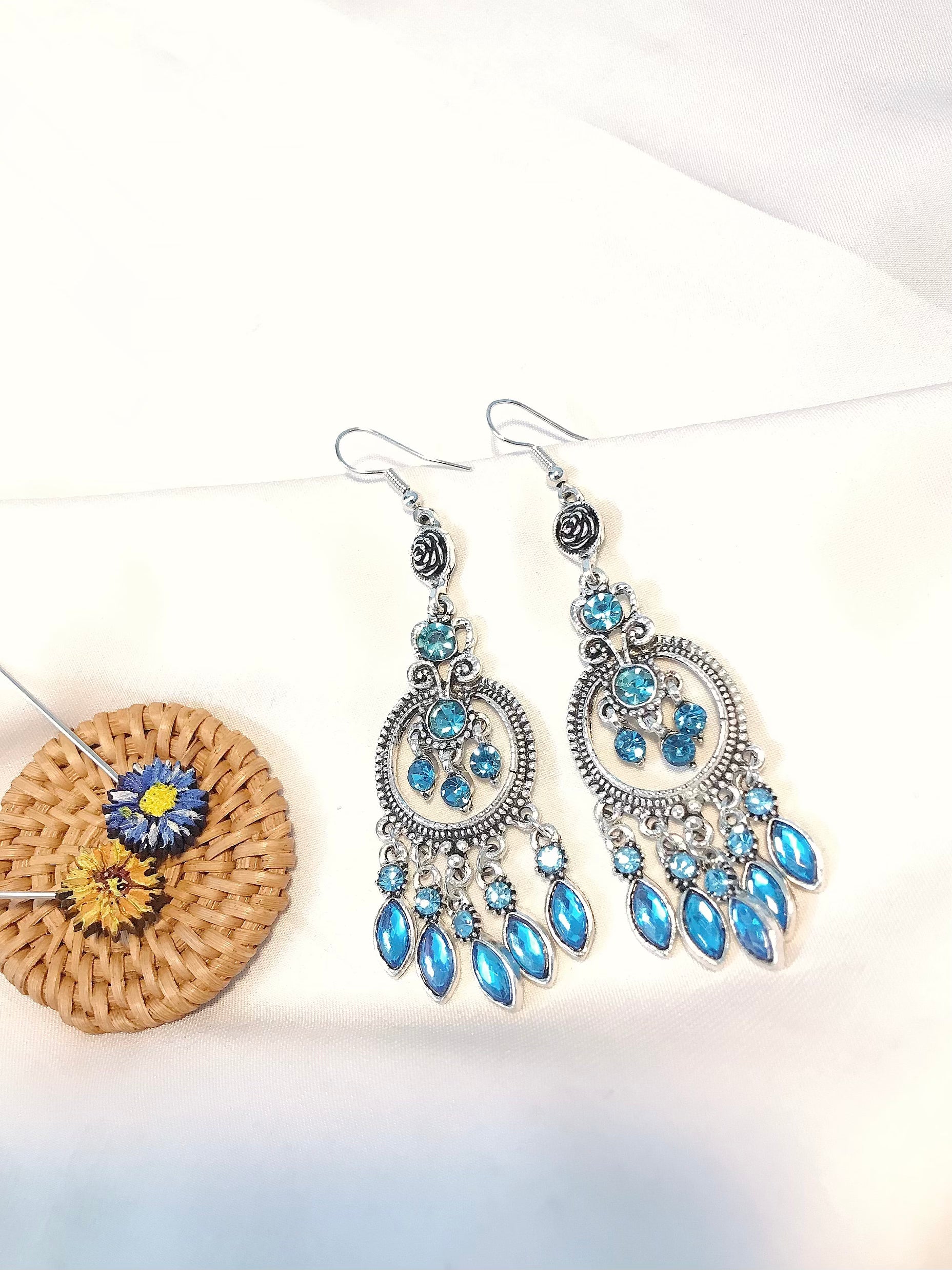 Feroza Stone Long Earrings