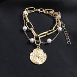 Load image into Gallery viewer, Coin pearl shackle bracelet
