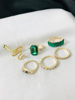 Load image into Gallery viewer, Green Stone Ring set (R-56)
