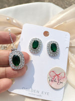 Load image into Gallery viewer, Emerald set earring pendant
