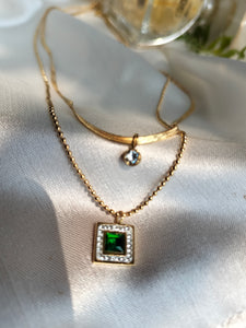 Layer Square green Pendant