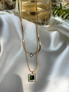 Layer Square green Pendant