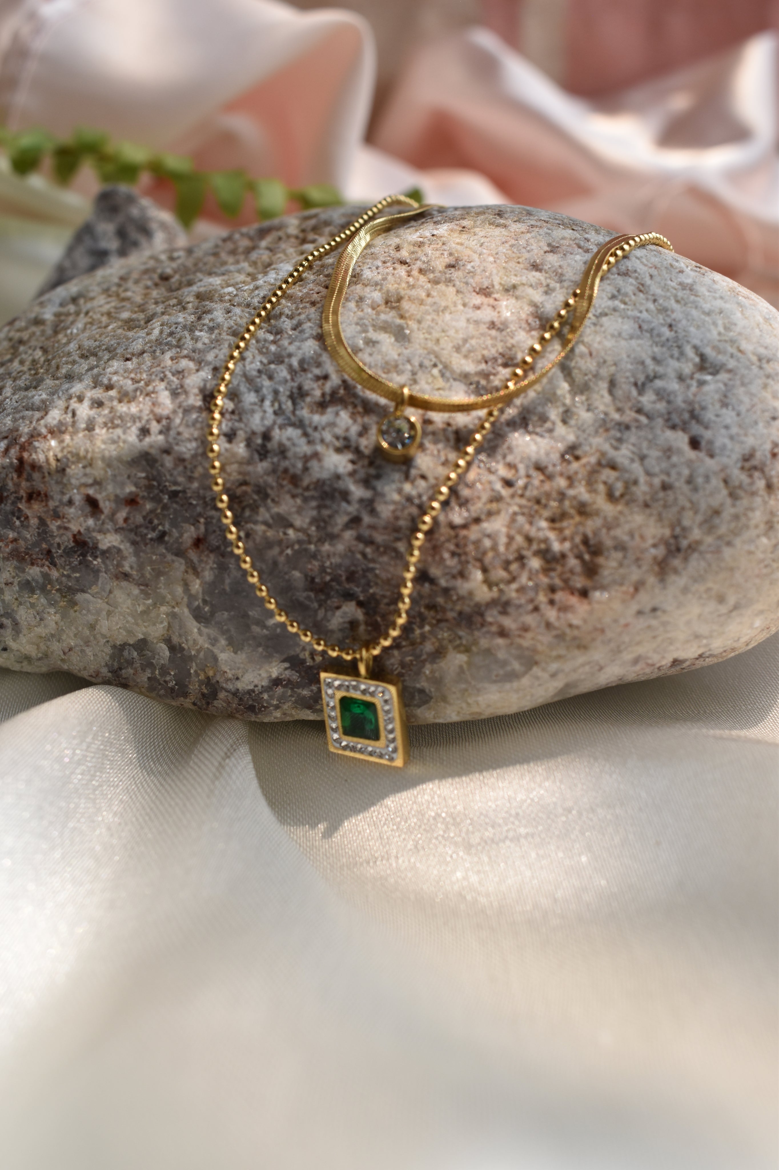 Layer Square green Pendant