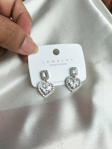 Zircon Heart Earring Silver