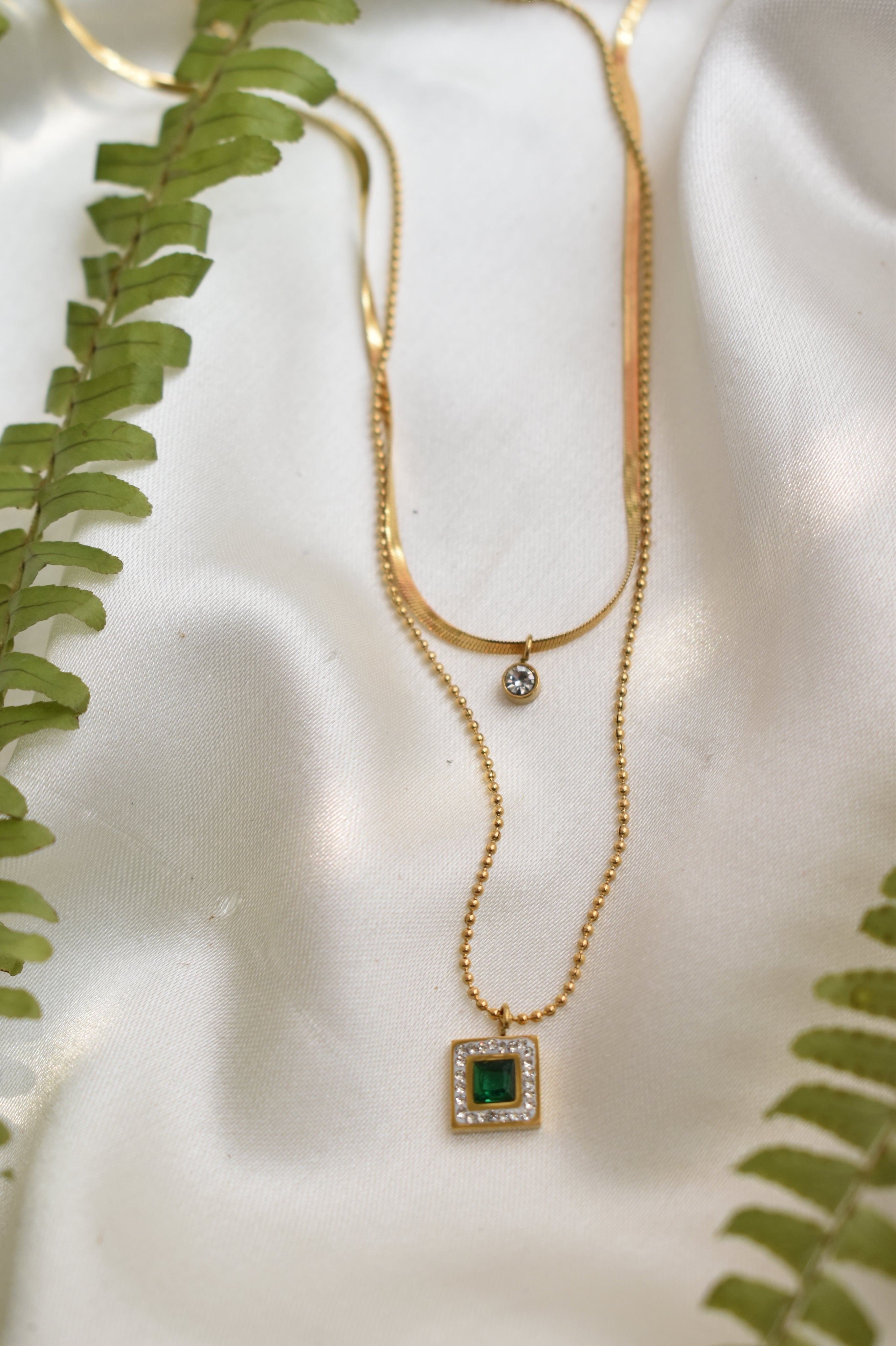 Layer Square green Pendant