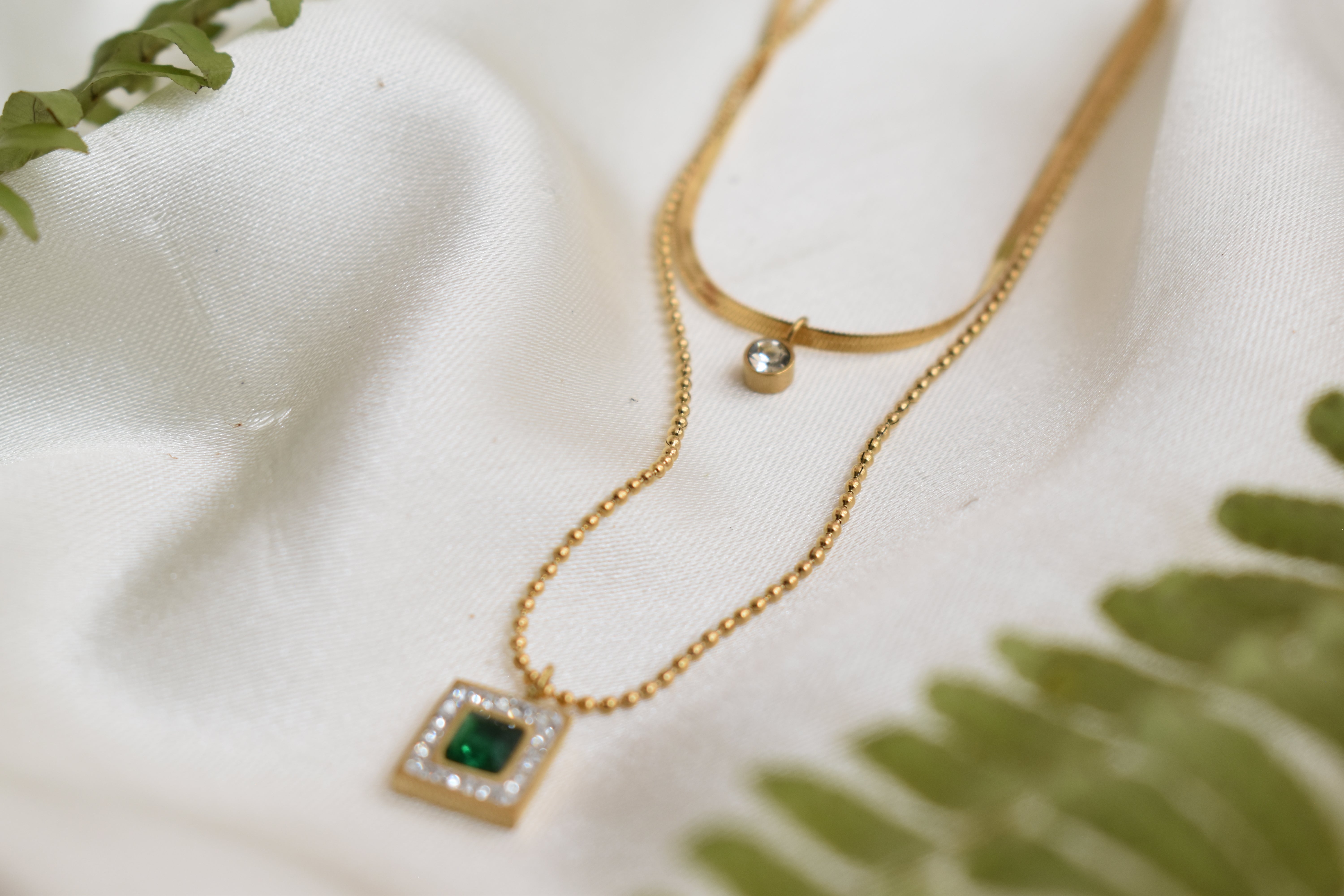 Layer Square green Pendant